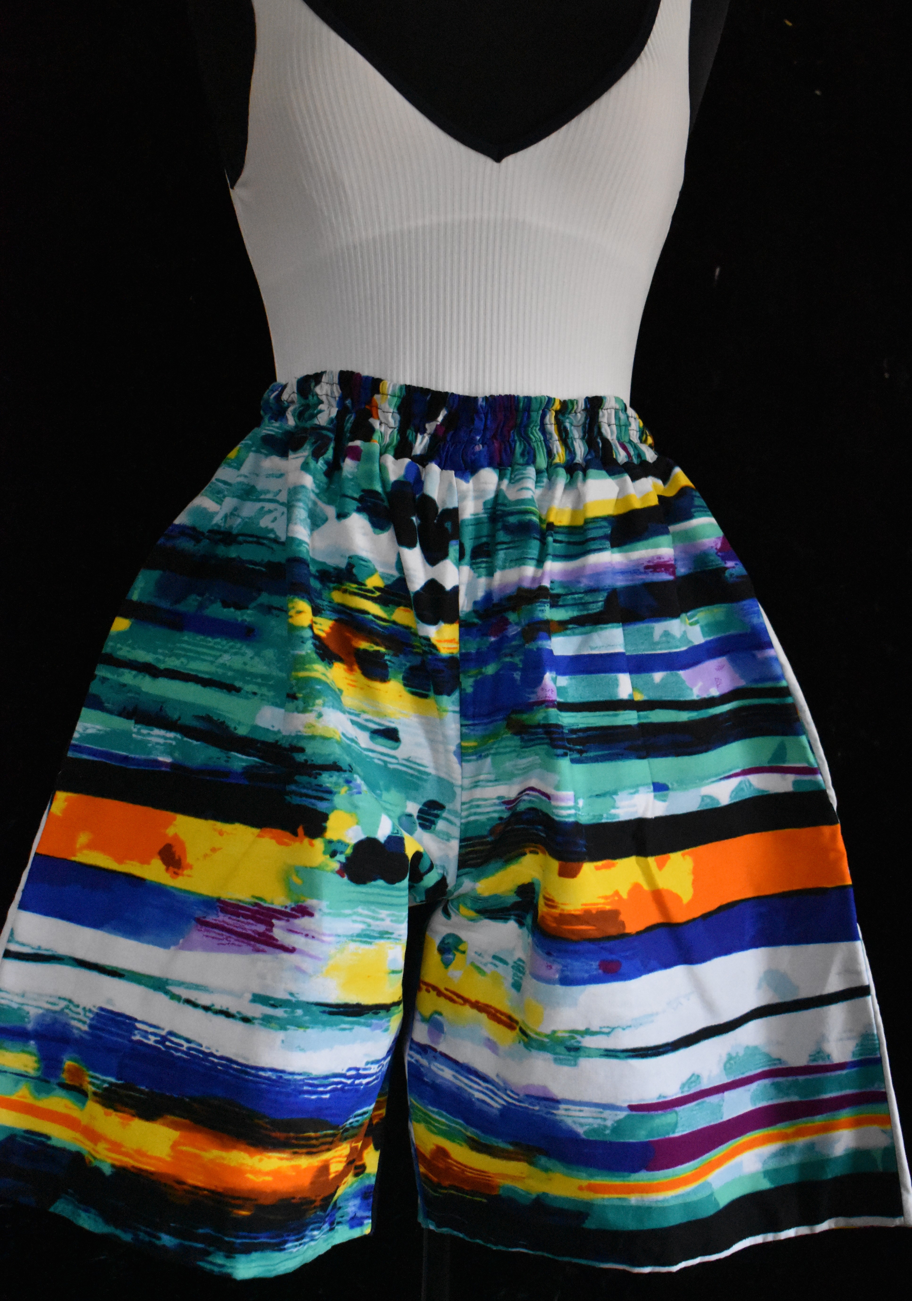 Vibrant Brushstroke Wide-Leg Shorts