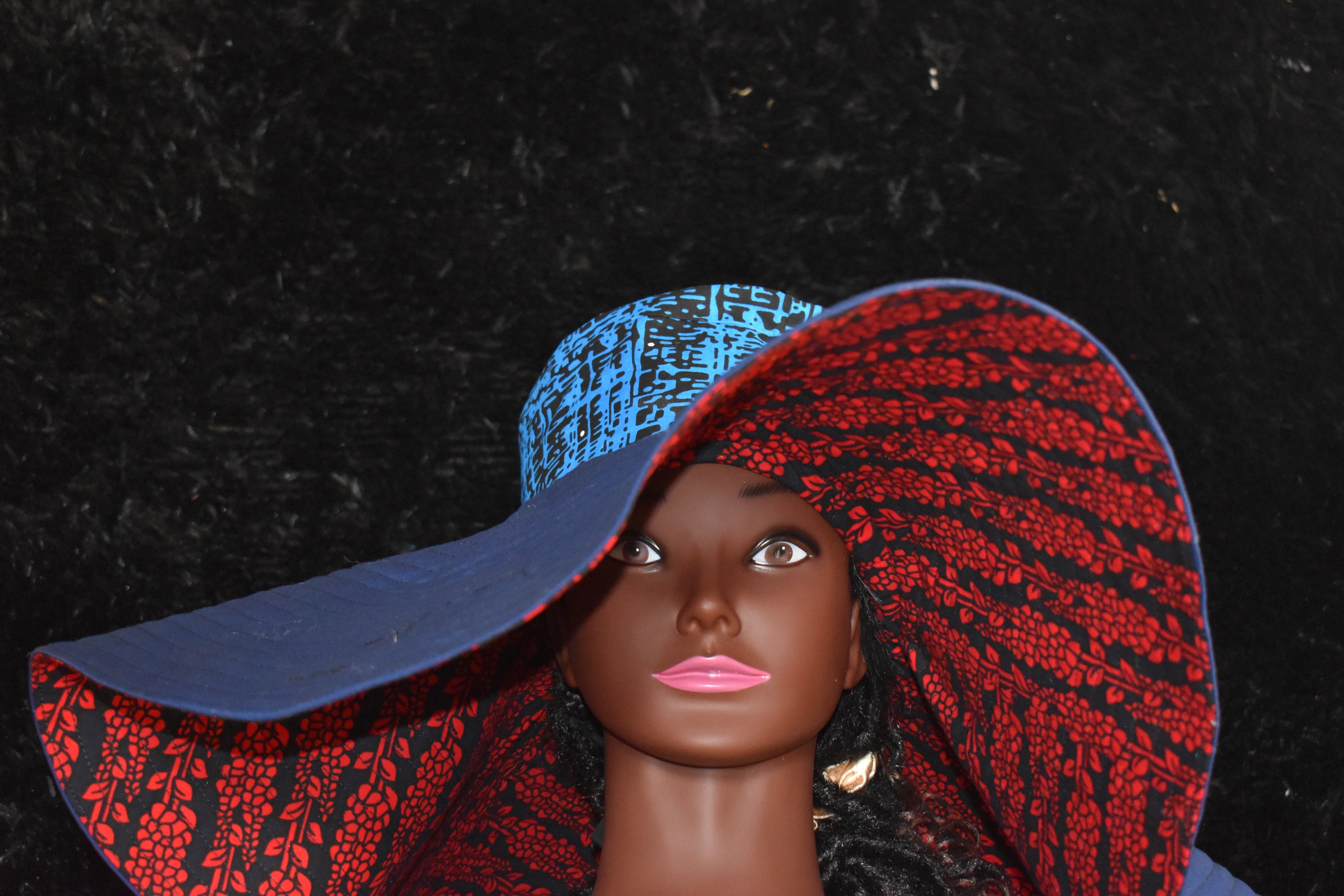 Reversible African Print Wide Brim Floppy Hat-XXXL