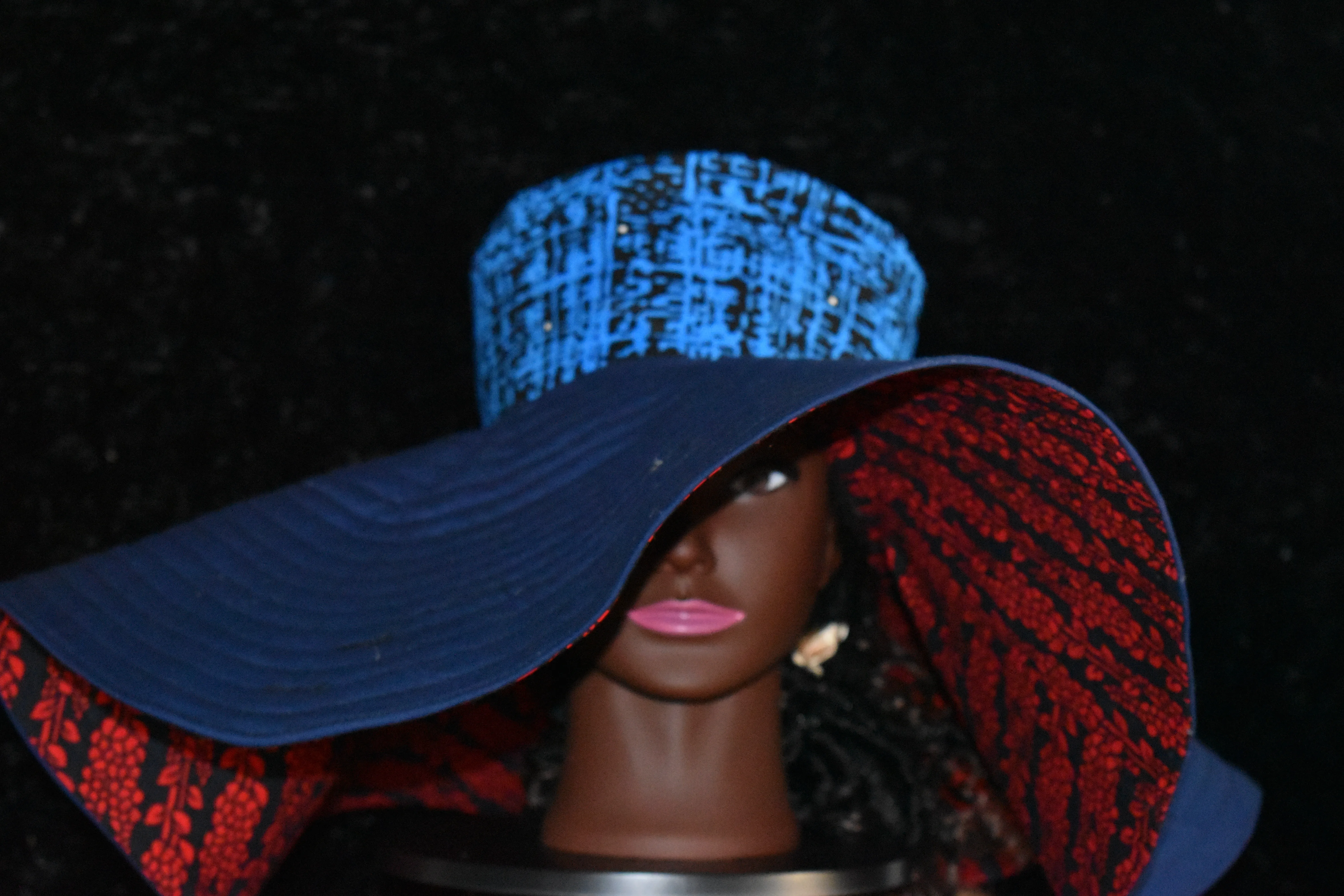 Reversible African Print Wide Brim Floppy Hat-XXXL photo 4