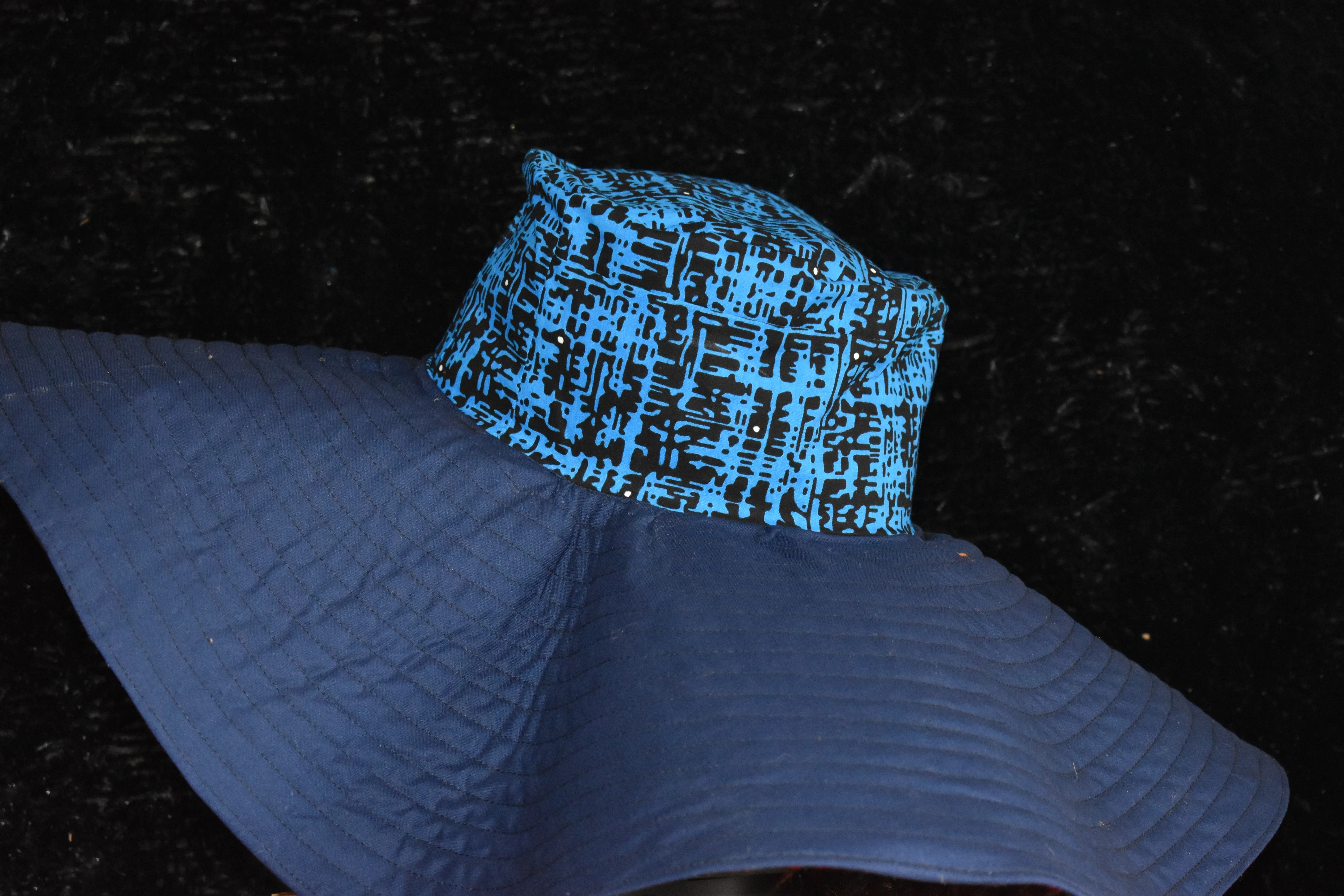 Reversible African Print Wide Brim Floppy Hat-XXXL photo 2