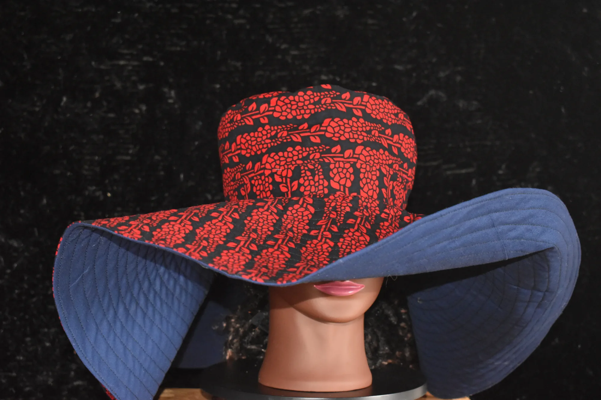 Reversible African Print Wide Brim Floppy Hat-XXXL photo 3