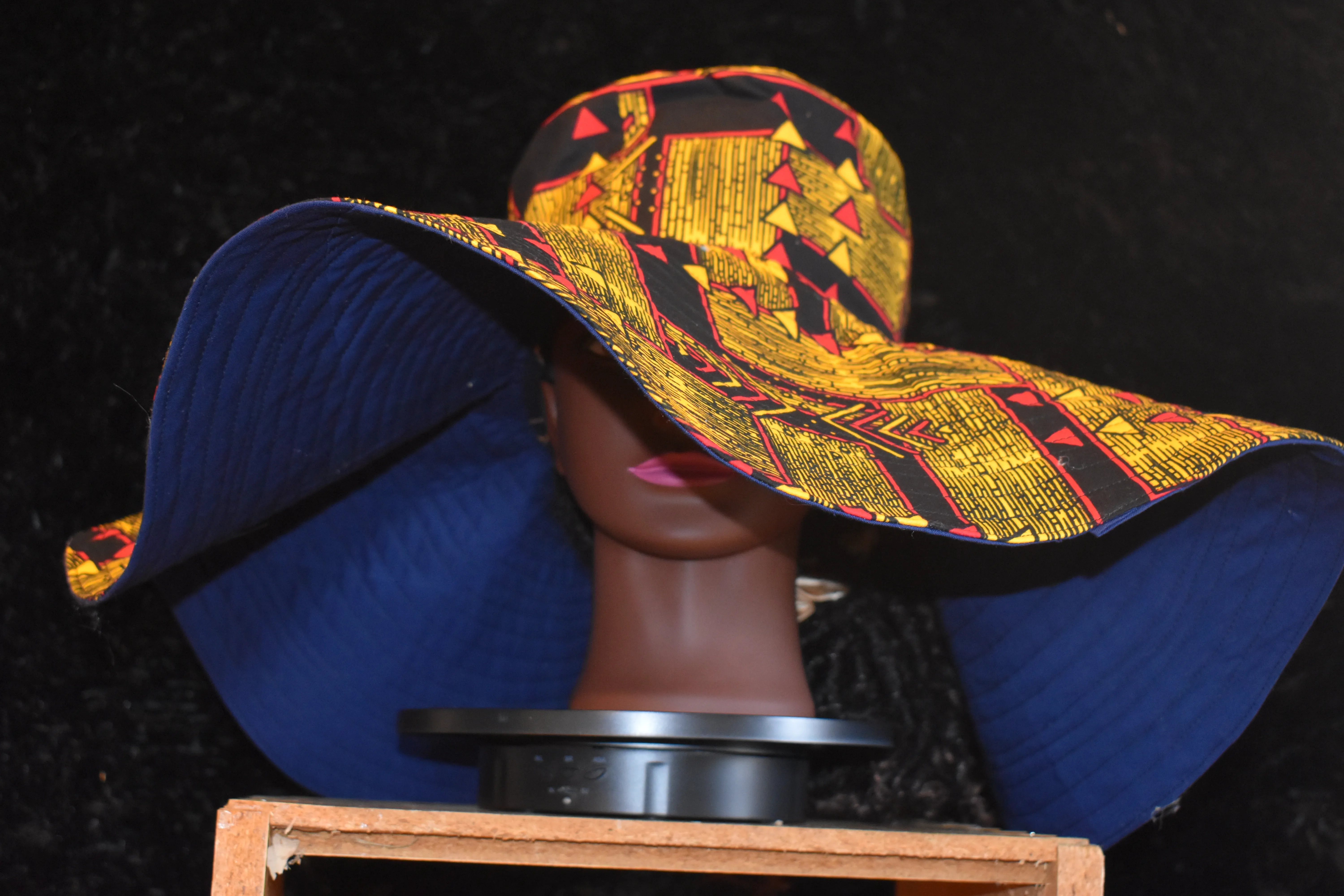 Reversible African Print Wide Brim Sun Hat XXXL photo 3