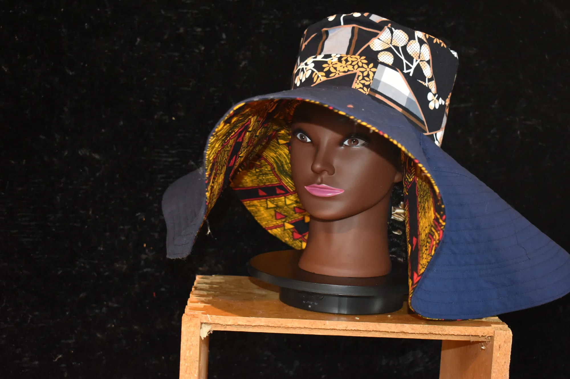 Reversible African Print Wide Brim Sun Hat XXXL photo 2