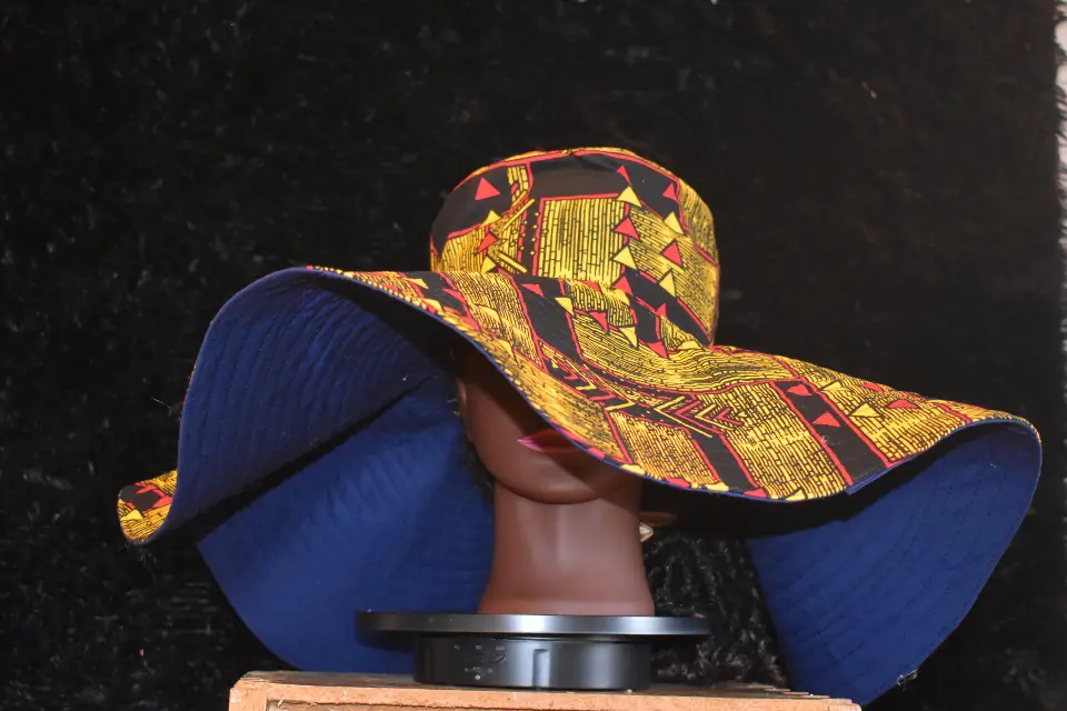 Reversible African Print Wide Brim Sun Hat XXXL