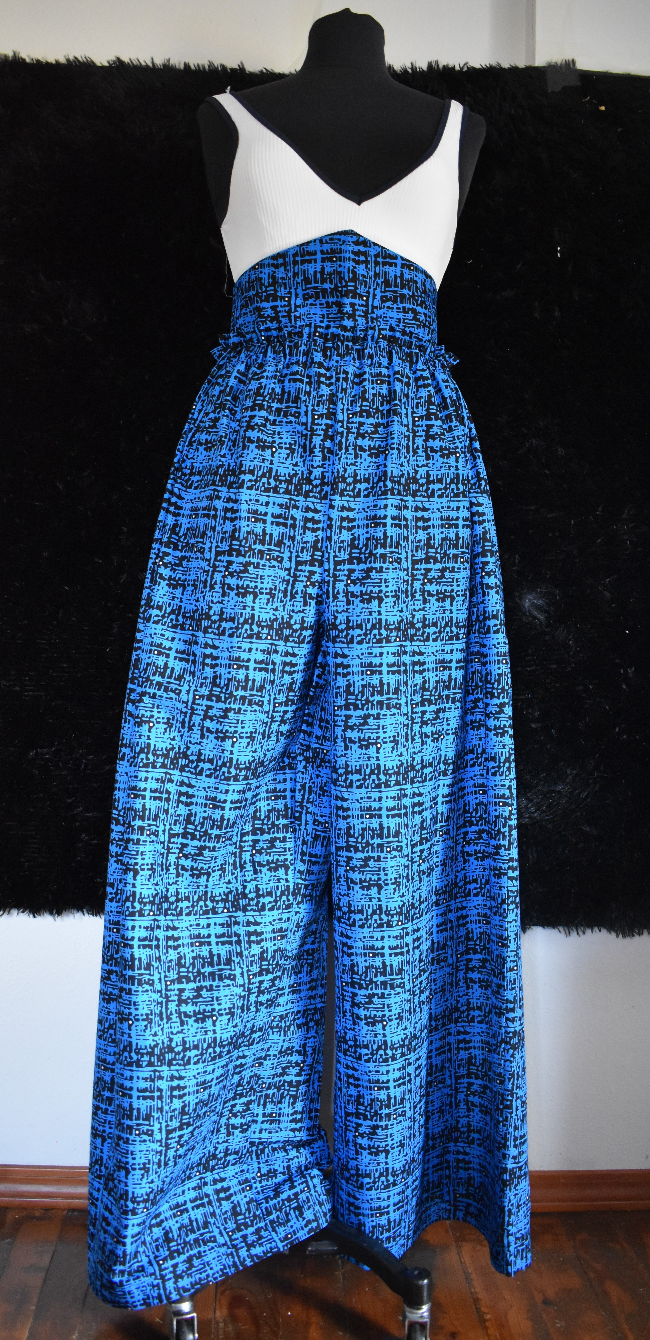 Electric Blue Abstract Print Palazzo Pants