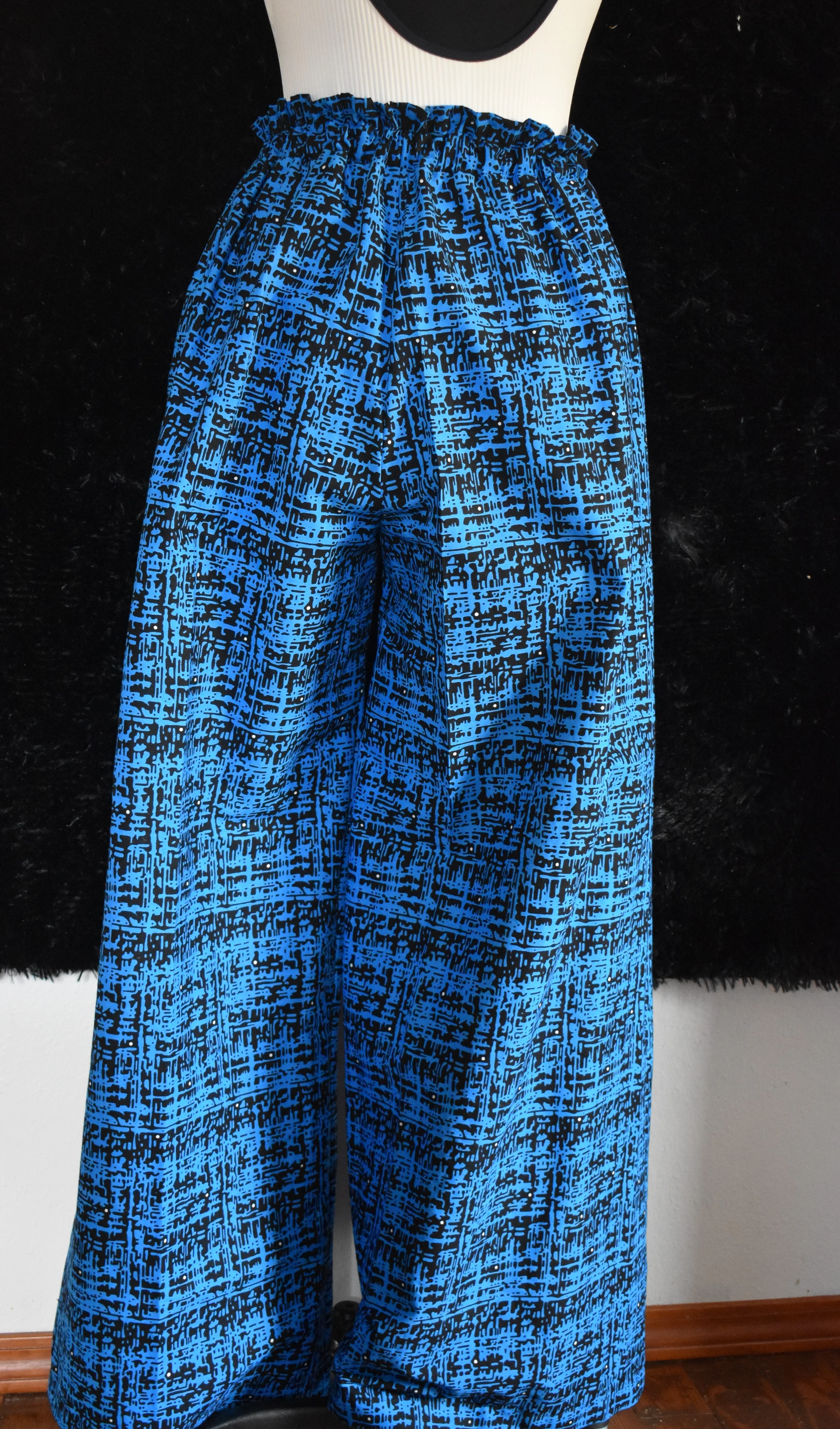 Electric Blue Abstract Print  Palazzo Pants photo 3
