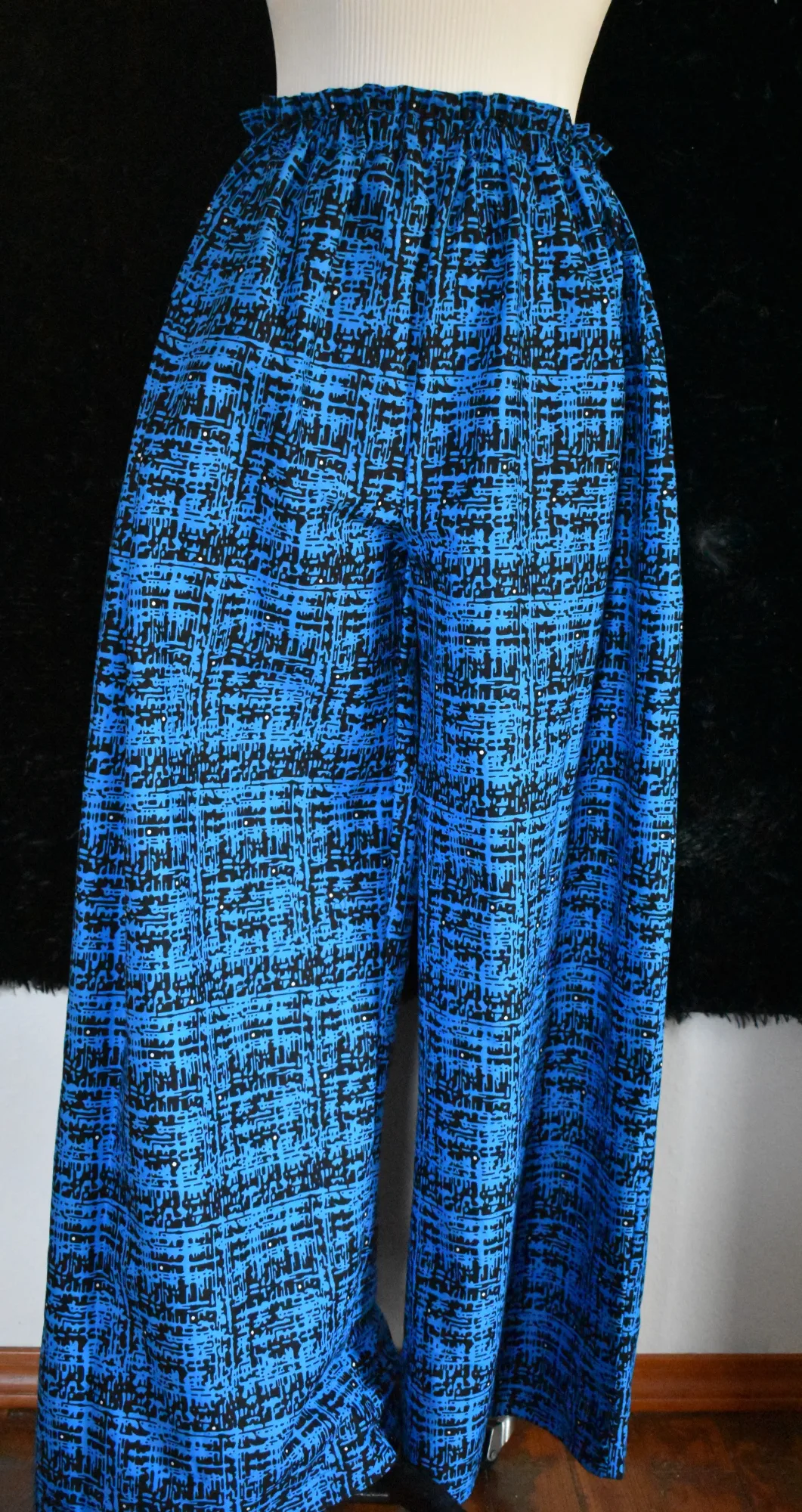 Electric Blue Abstract Print  Palazzo Pants photo 2