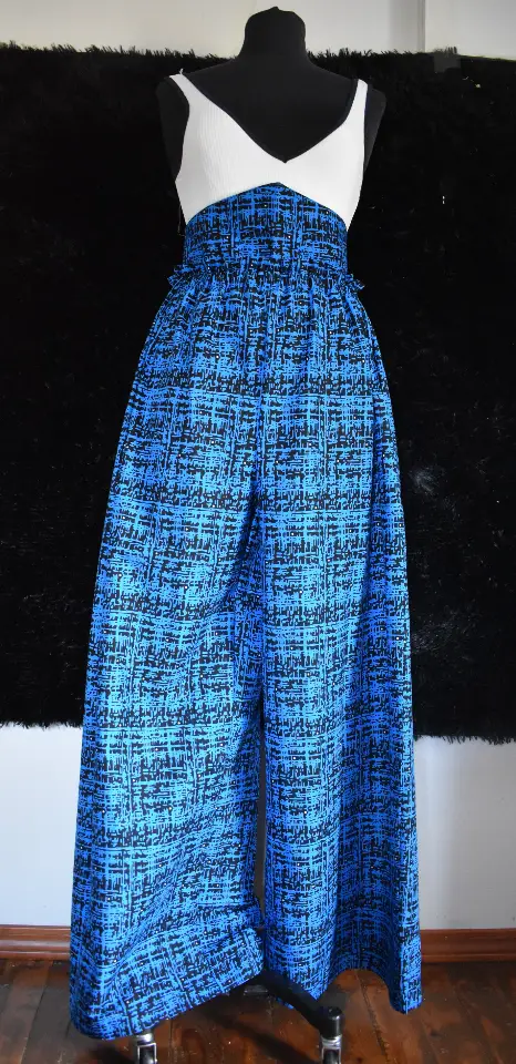 Electric Blue Abstract Print  Palazzo Pants