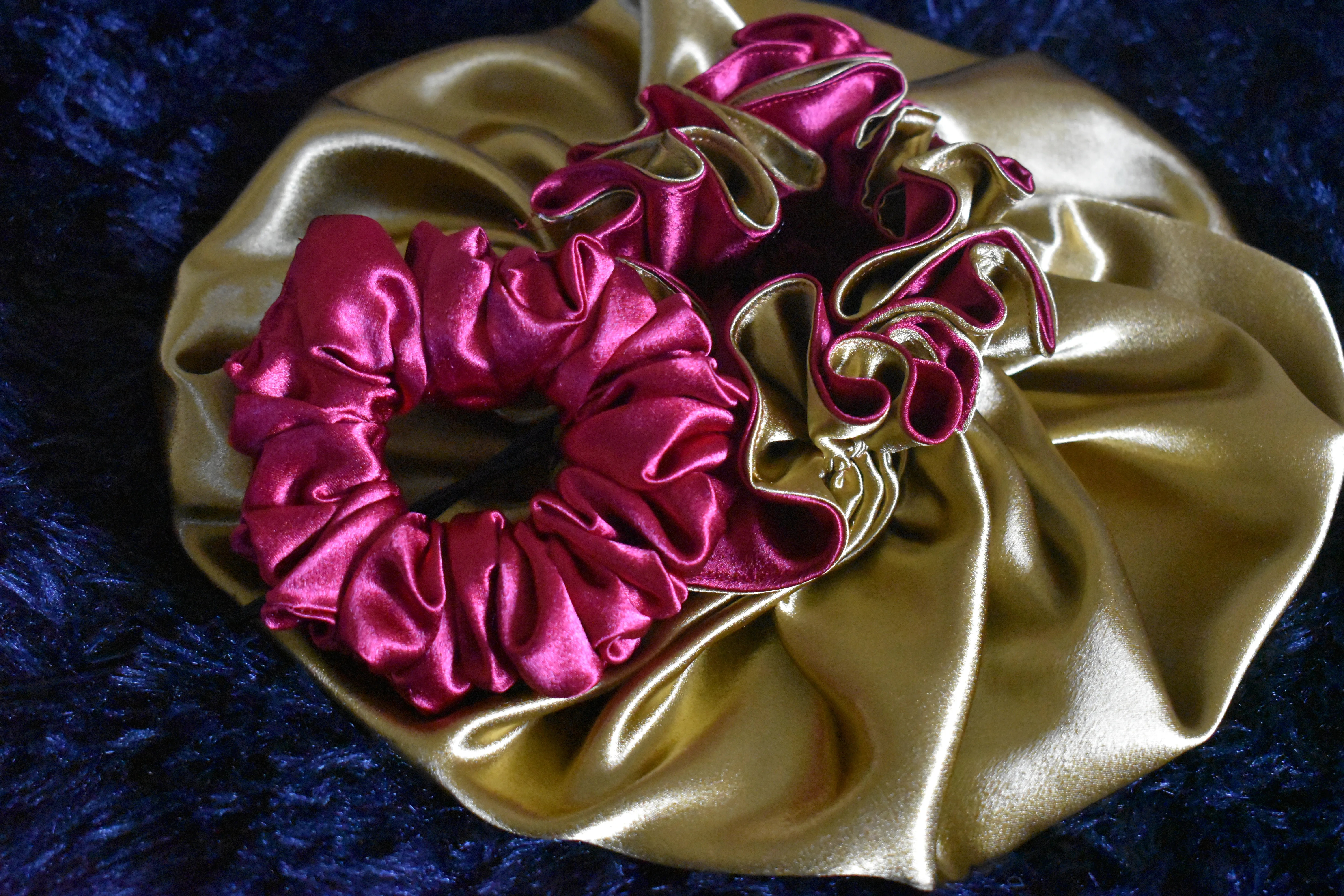 Luxury Gold and Red Satin Bonnet Set