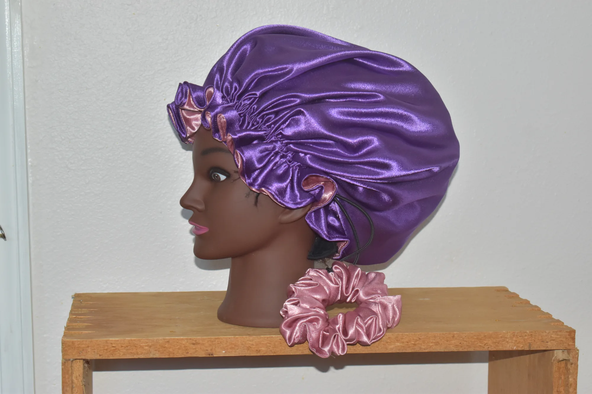 Luxury Royal Purple and Rose Gold Satin Bonnet Set photo 2