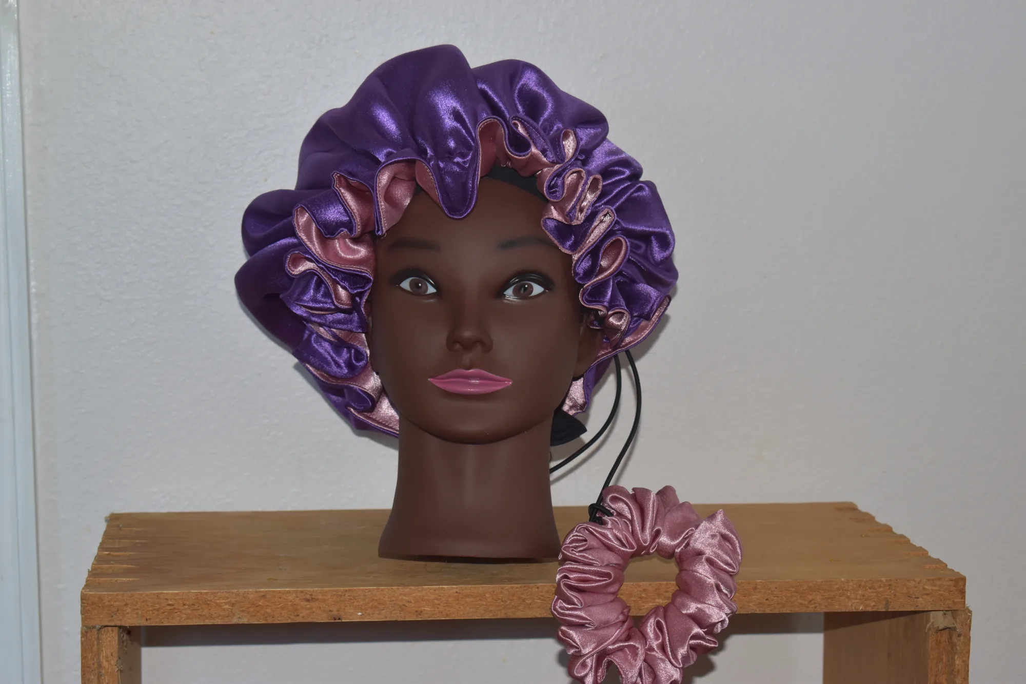Luxury Royal Purple and Rose Gold Satin Bonnet Set photo 3