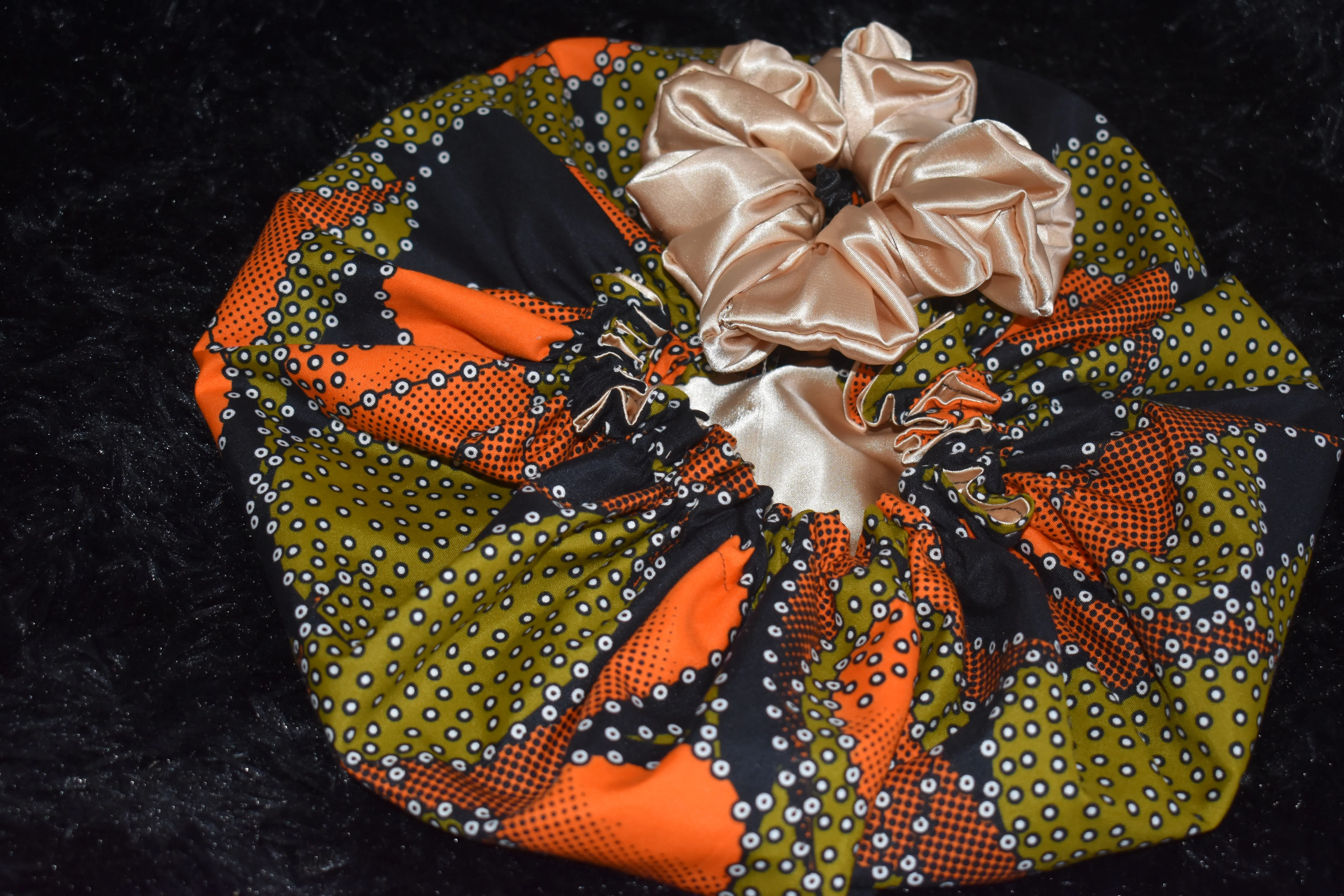 Medium African Wax Print Satin Bonnet