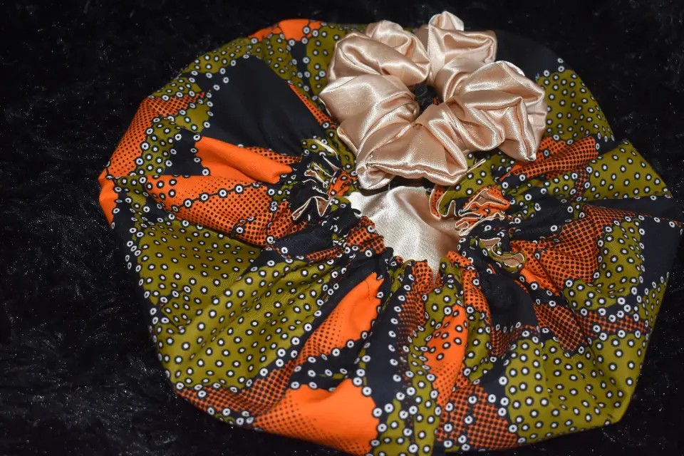 Medium African Wax Print Satin Bonnet