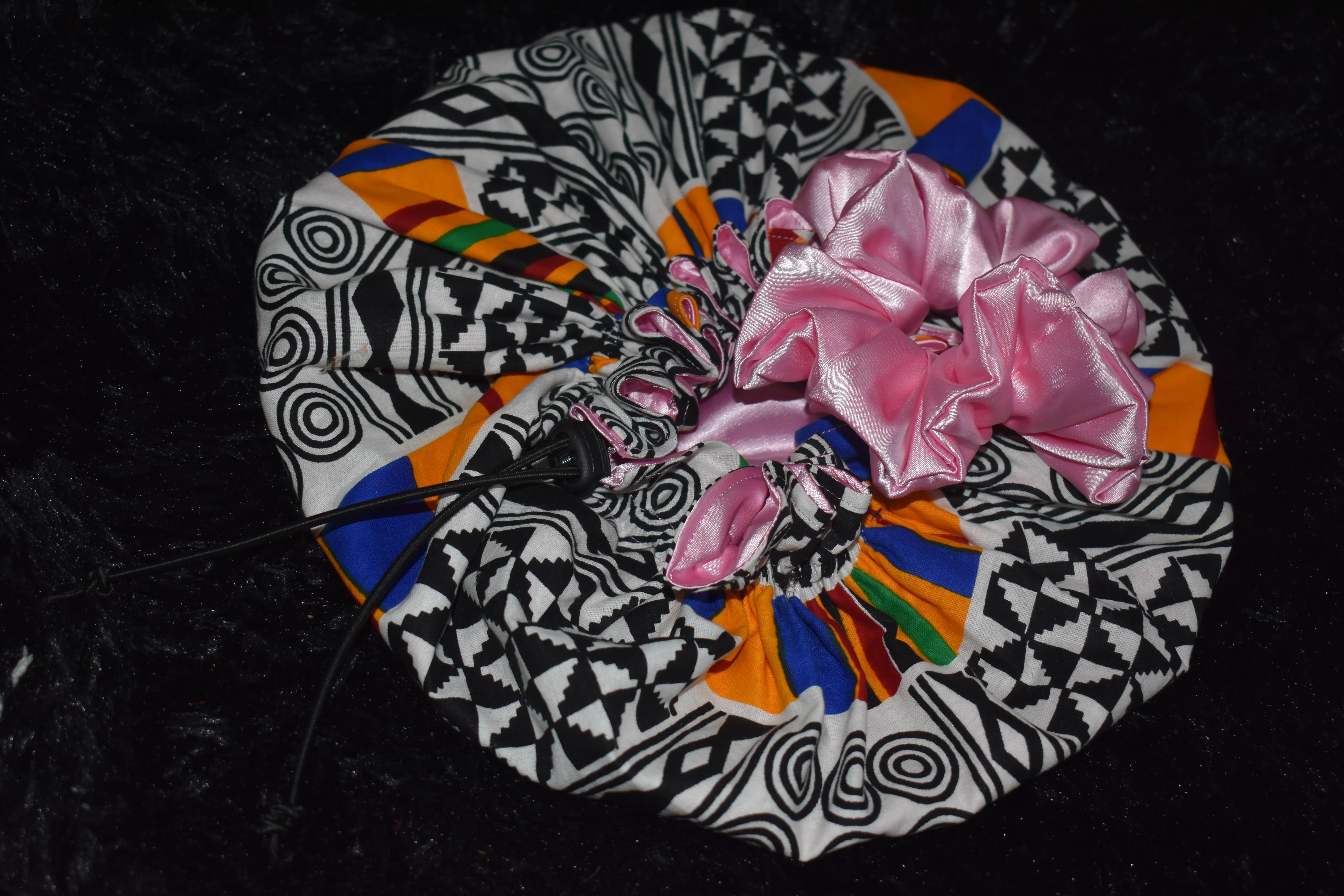 Medium Geometric African Print Satin Bonnet