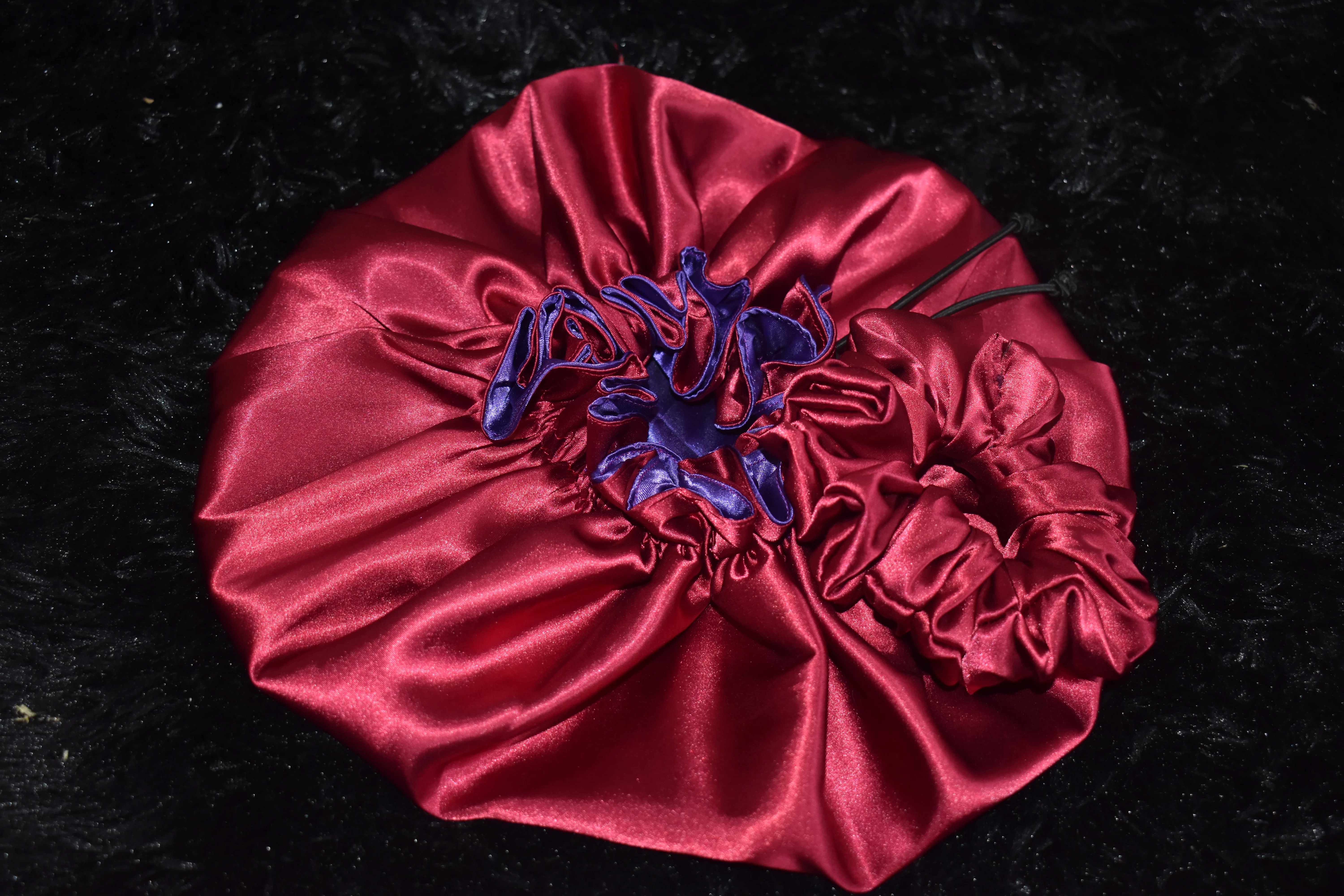 Medium Burgundy & Royal Purple Satin Bonnet