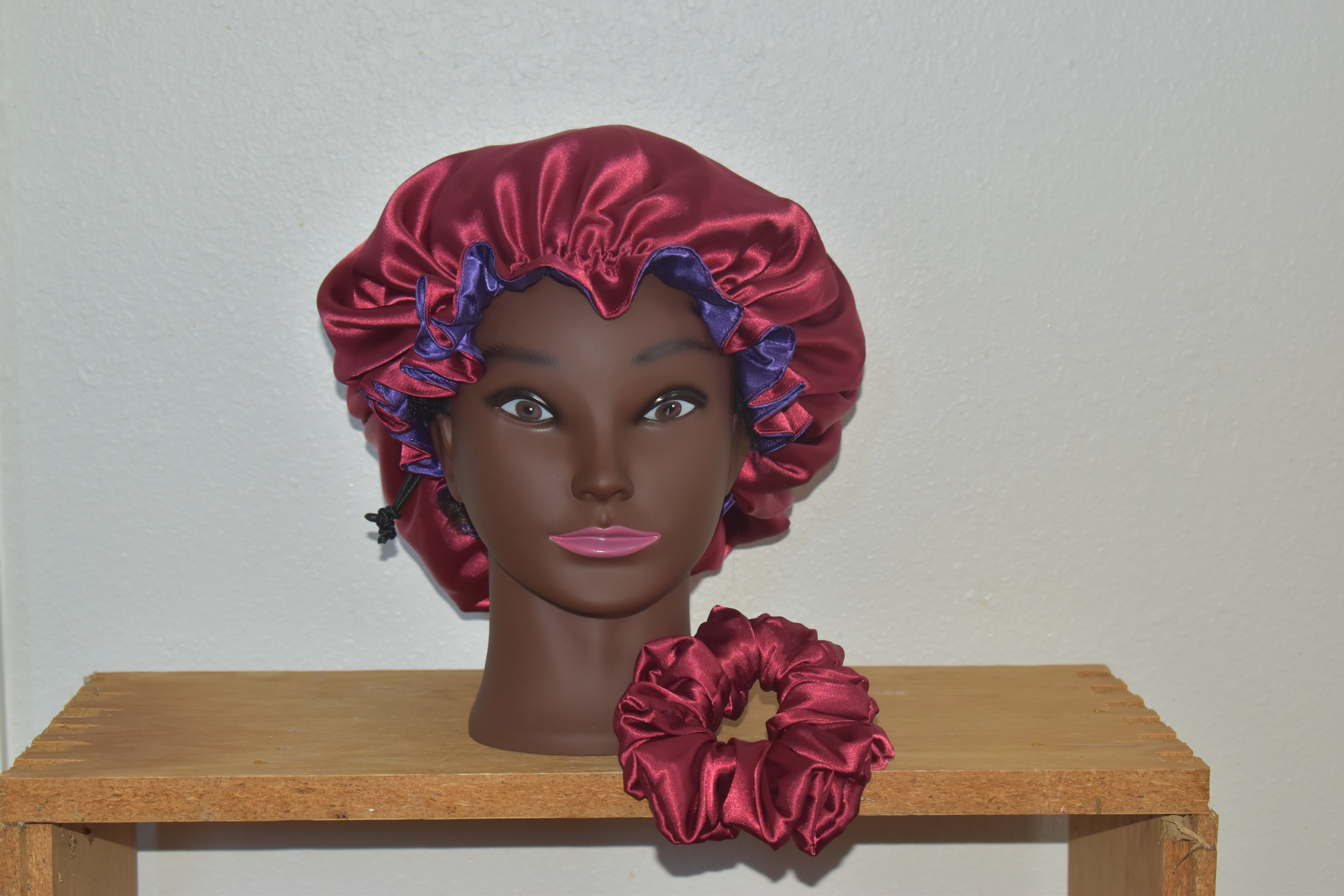 Medium Burgundy & Royal Purple Satin Bonnet photo 4