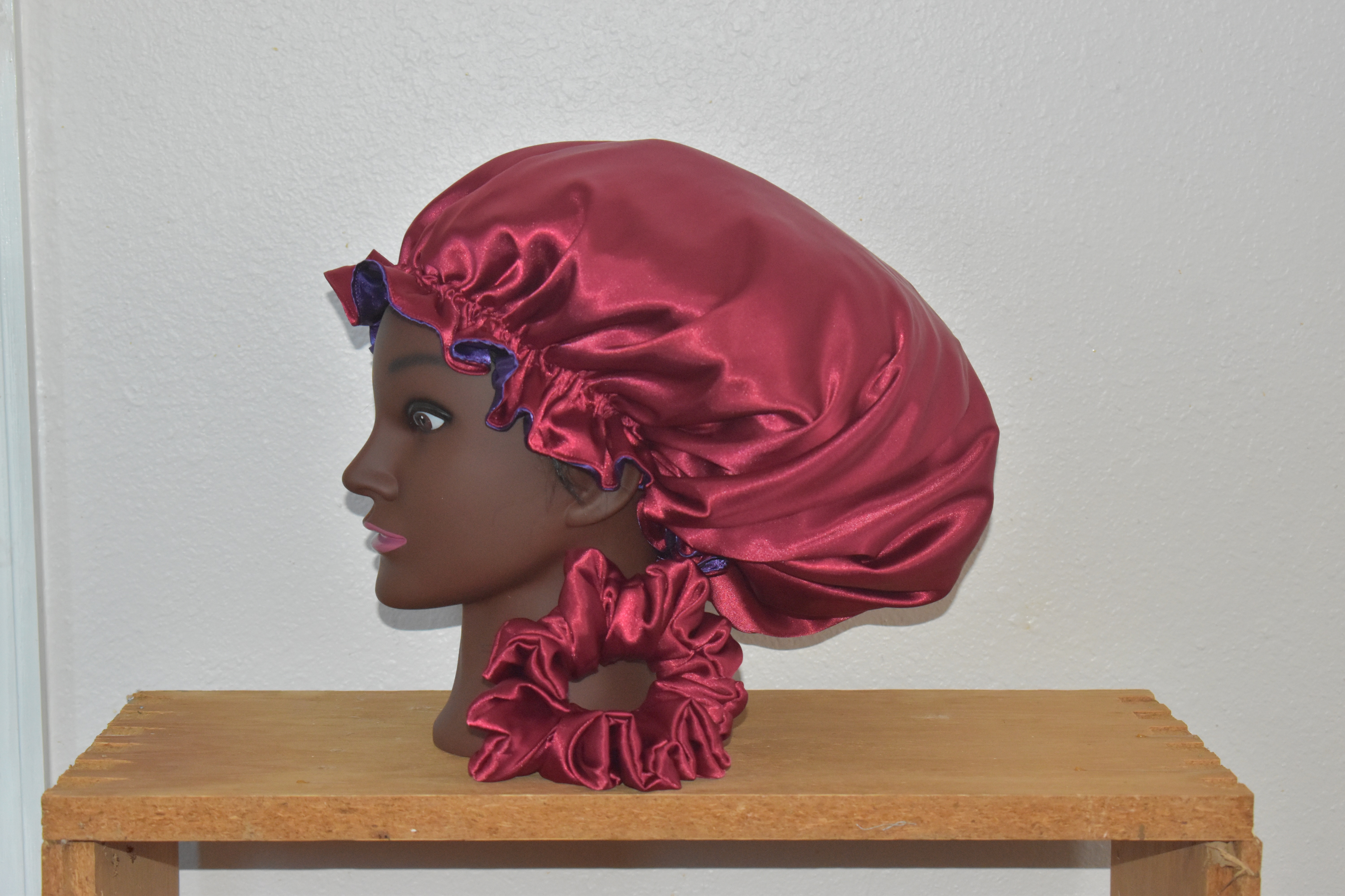 Medium Burgundy & Royal Purple Satin Bonnet photo 3