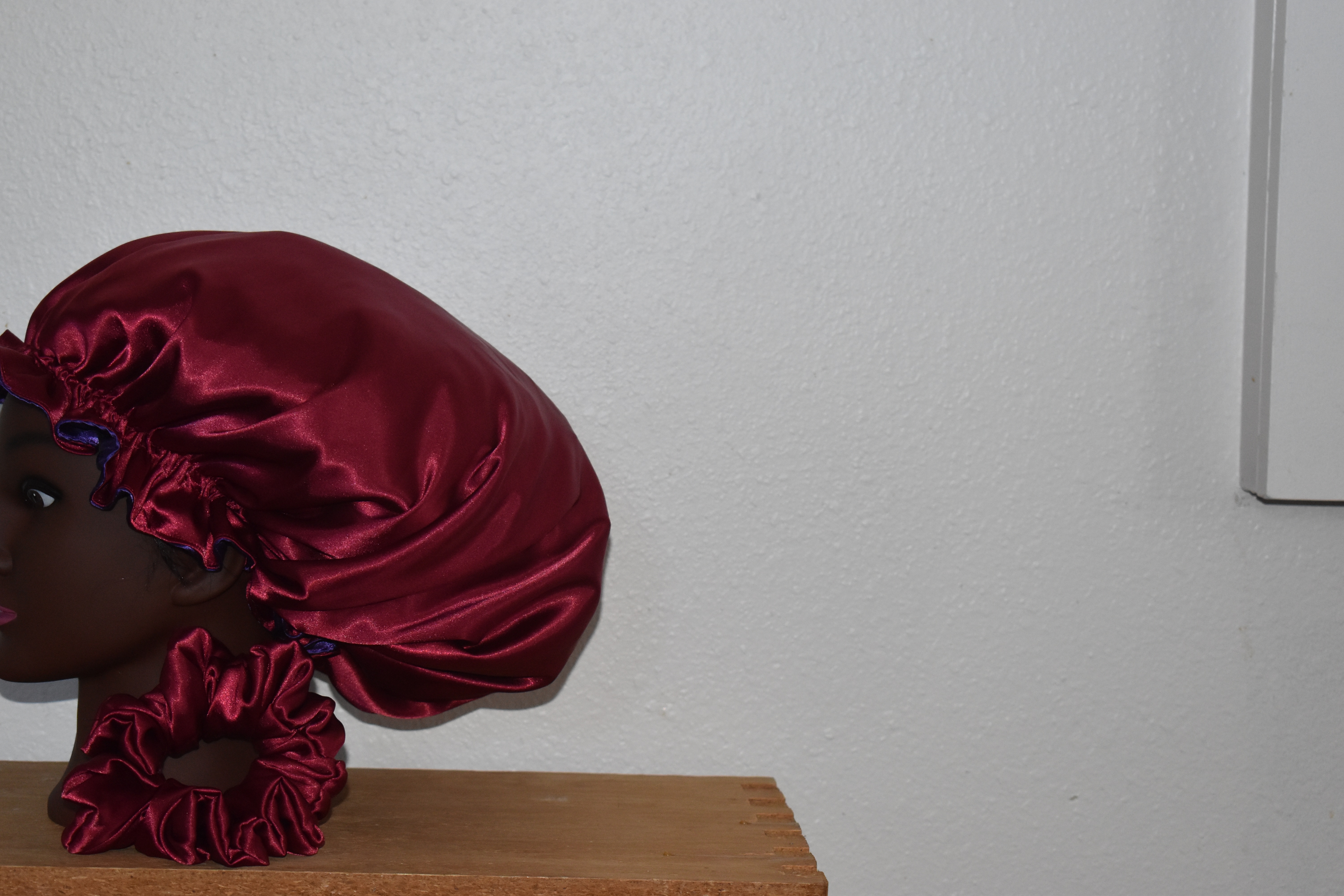 Medium Burgundy & Royal Purple Satin Bonnet photo 2