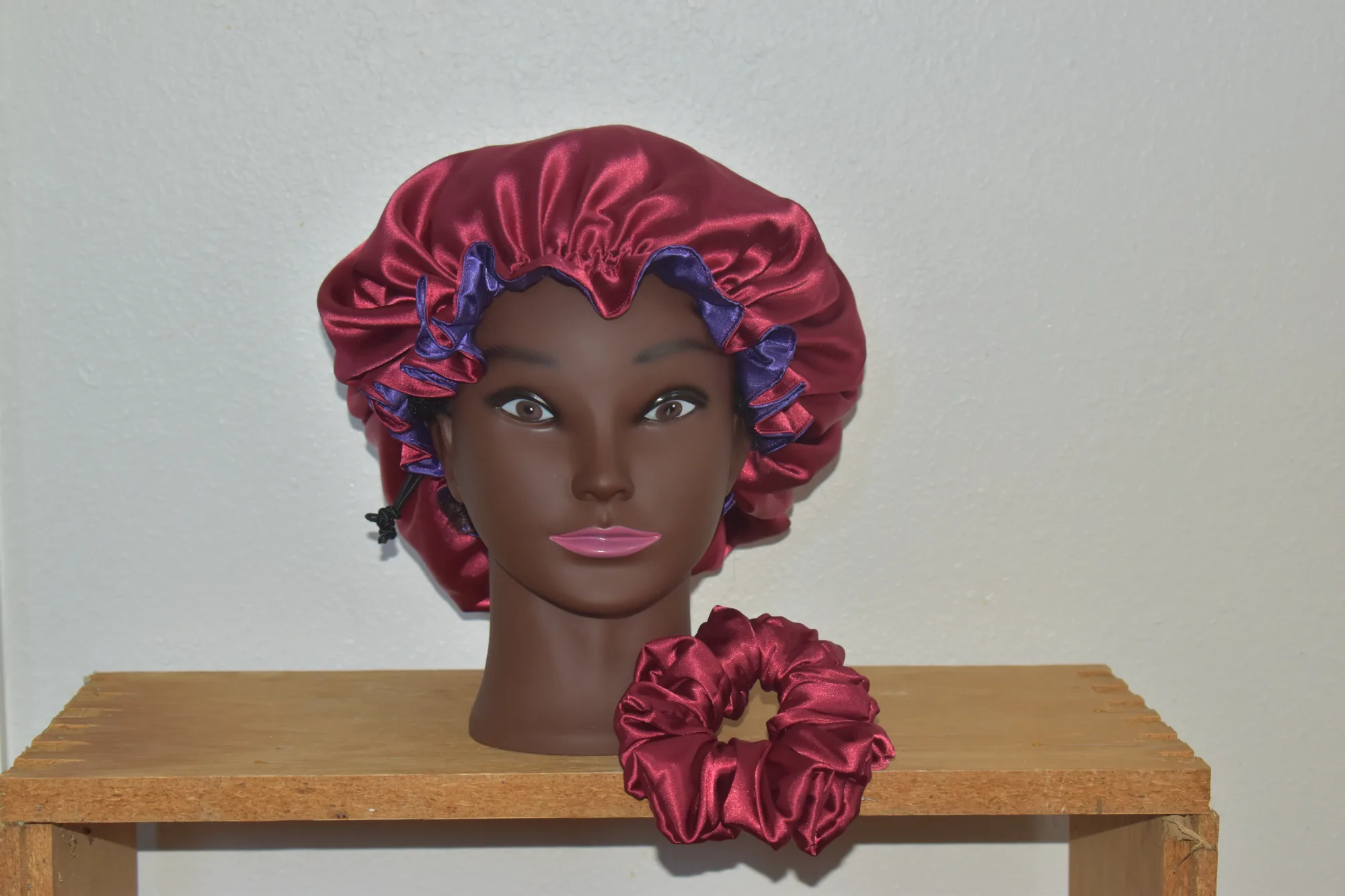 Medium Burgundy & Royal Purple Satin Bonnet photo 4