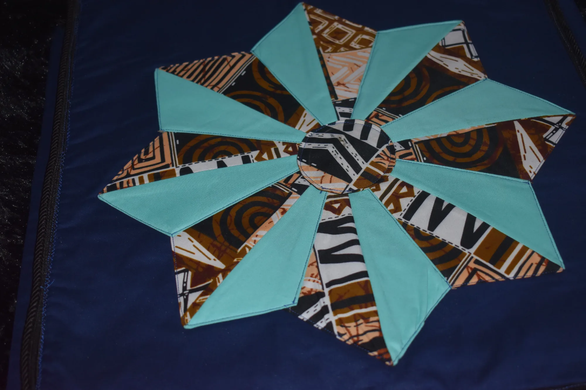 Quilted Placemats / Wall Hangings-Teal Star Motif photo 2