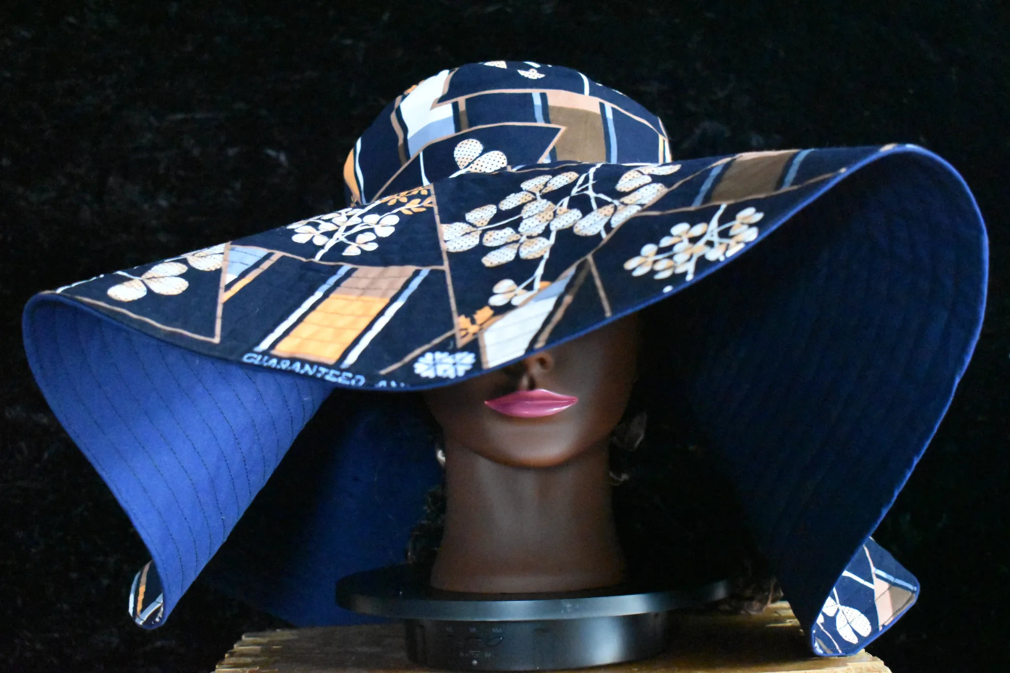 Reversible Midnight Blue Wide Brim Sun Hat XXXL photo 3