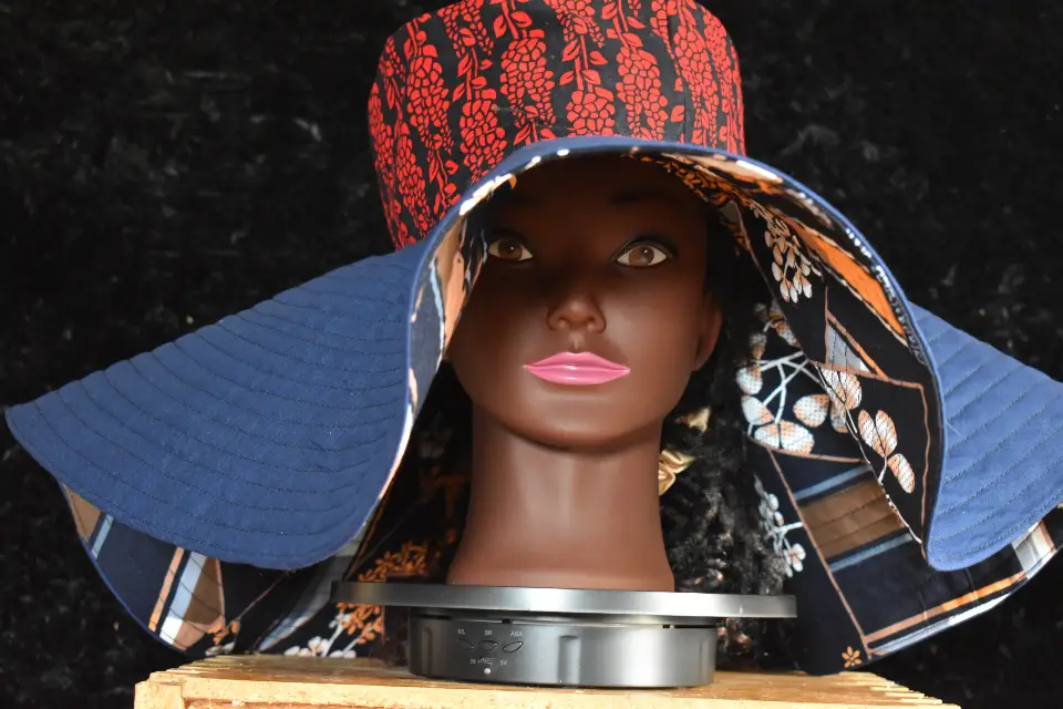 Reversible Midnight Blue Wide Brim Sun Hat XXXL