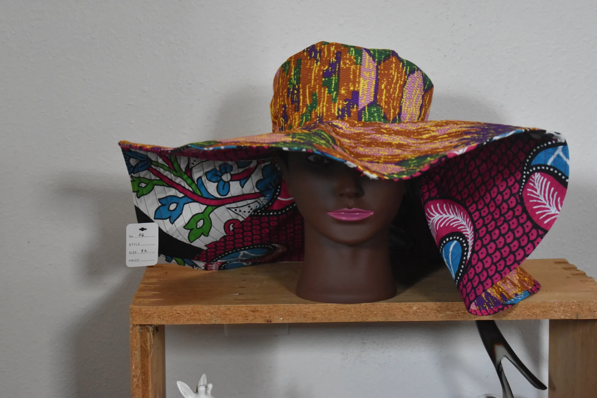 Reversible Kente Print Wide Brim Hat-XXL photo 3