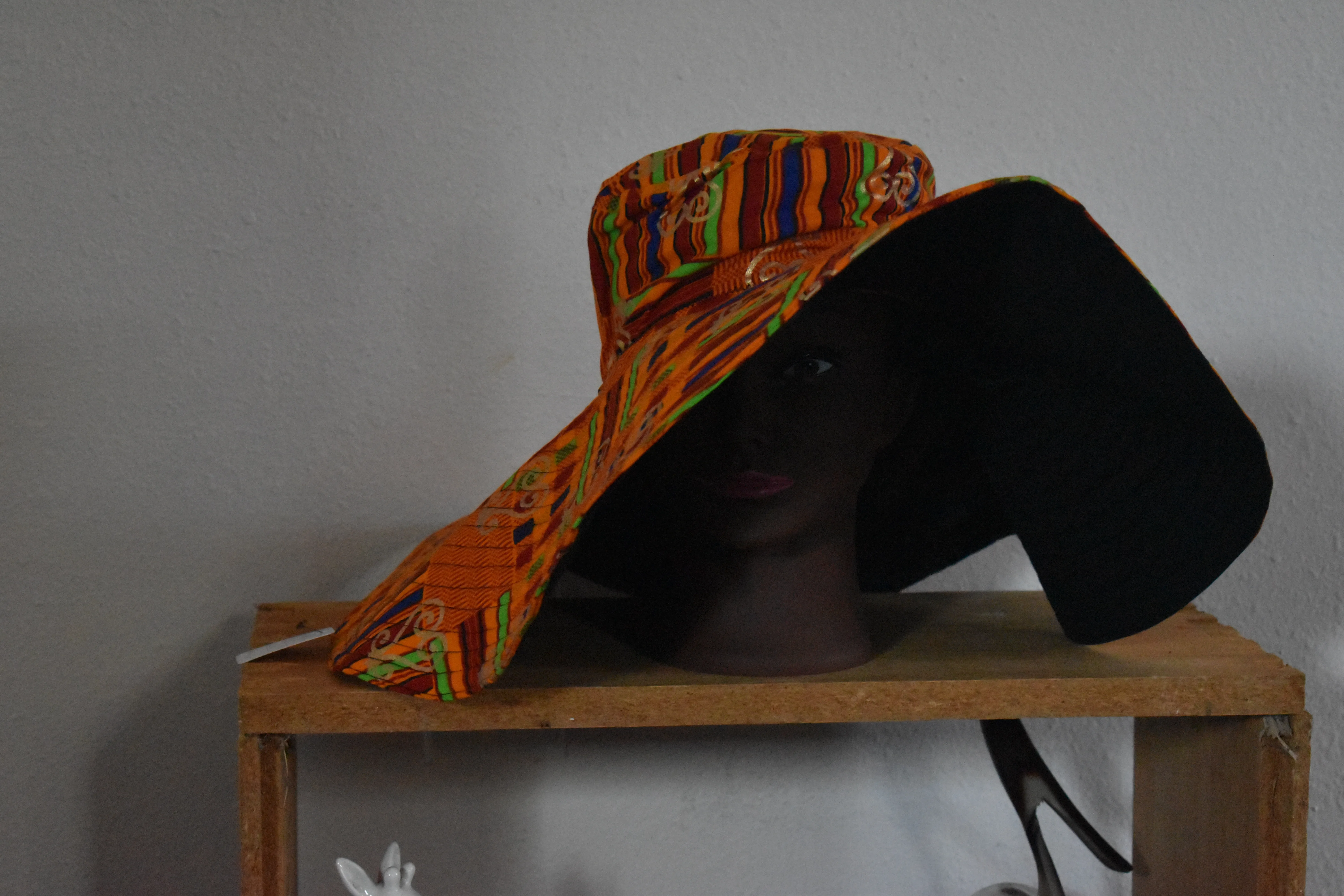 Reversible Wide Brim Sun Hat Fiery Orange Kente XXL photo 5