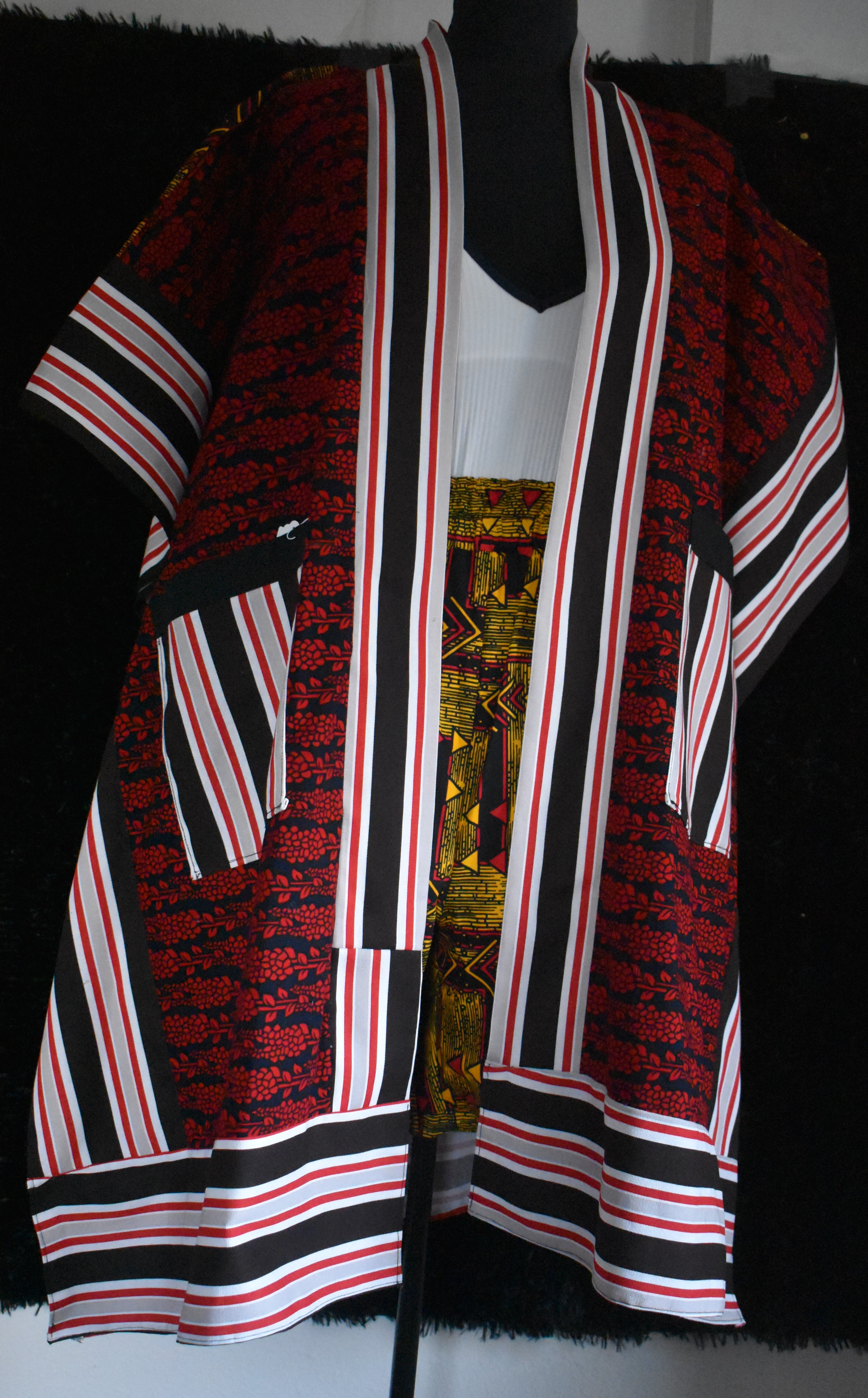 The "Savanna Sunset" Ankara/Aso oke Kimono photo 2