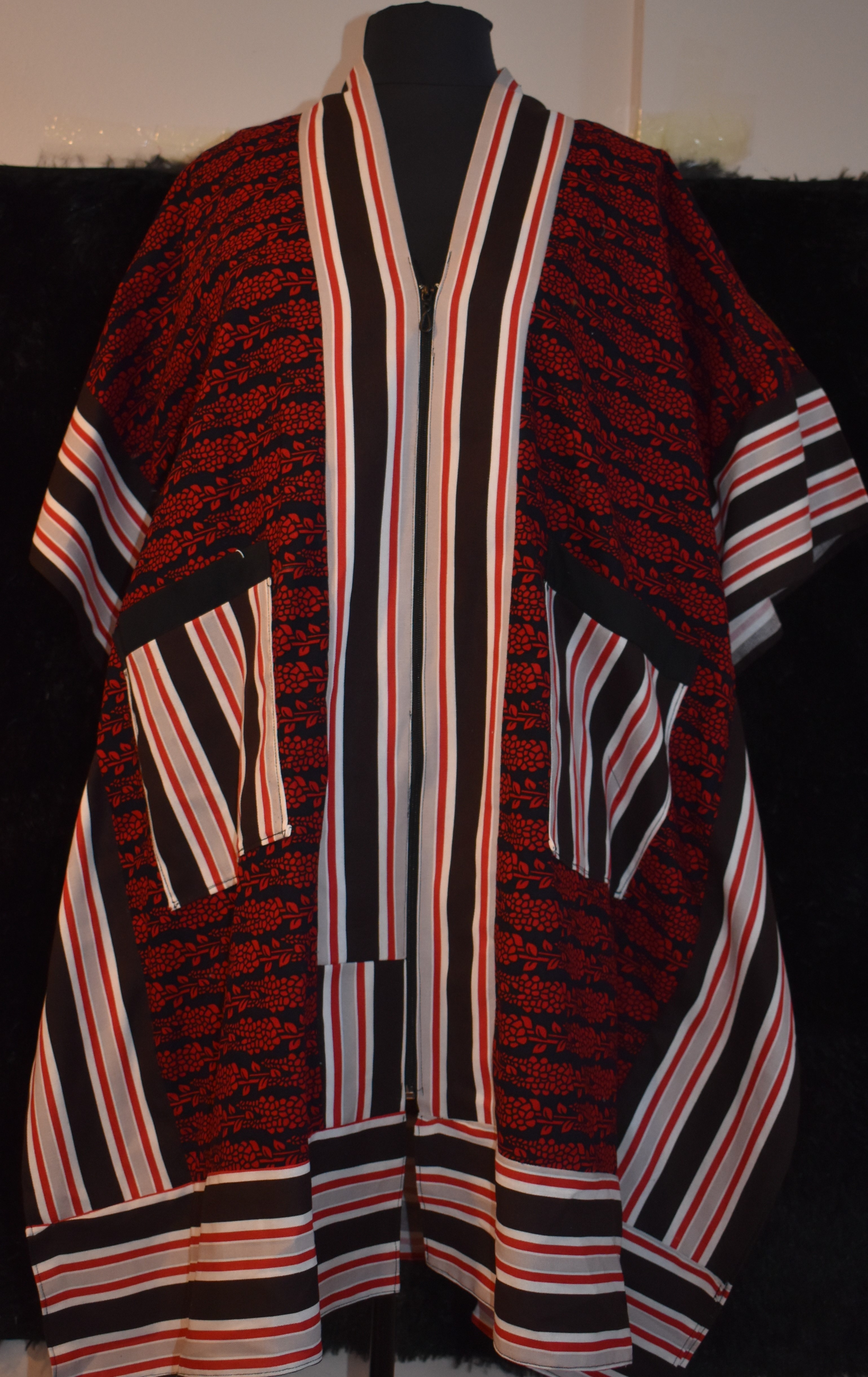 The "Savanna Sunset" Ankara/Aso oke Kimono photo 3