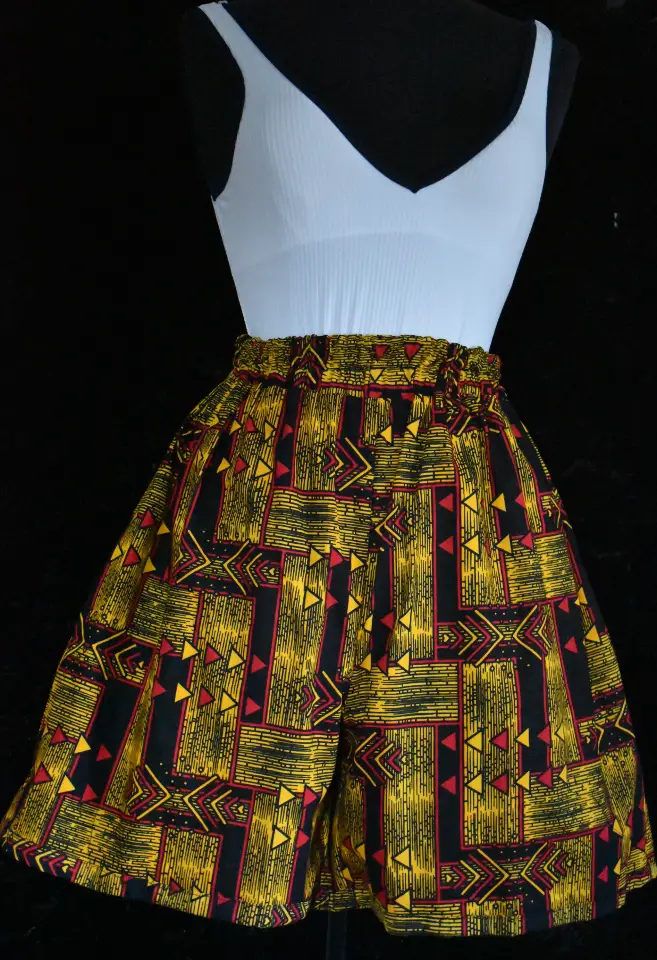 Vibrant Ankara Print High-Waist Flowy Shorts