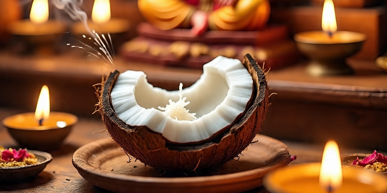 Why Coconut Is Broken Before Bhagwan – Ego, Sound Impact, and Symbolic Psychology