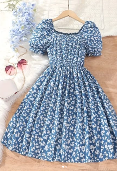 Vestido Floral Celeste