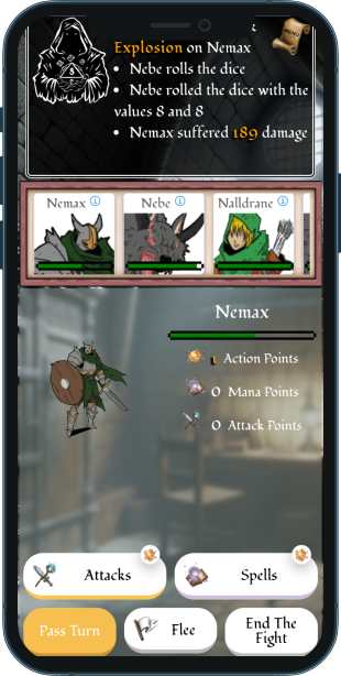 Combat screen