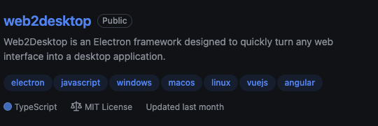 Preview of project Web2Desktop