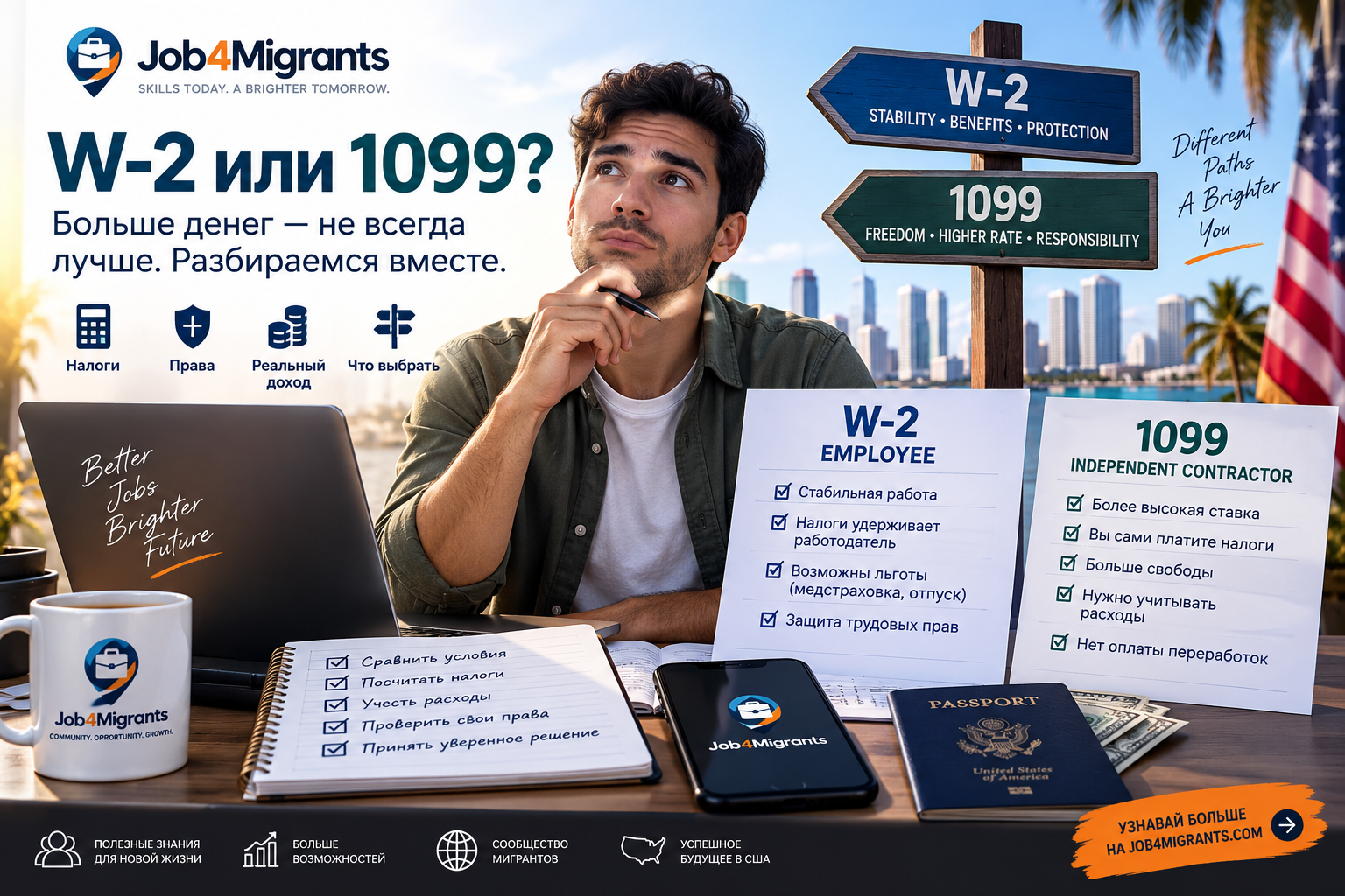 W-2 или 1099 в США: почему более высокая ставка не всегда выгоднее