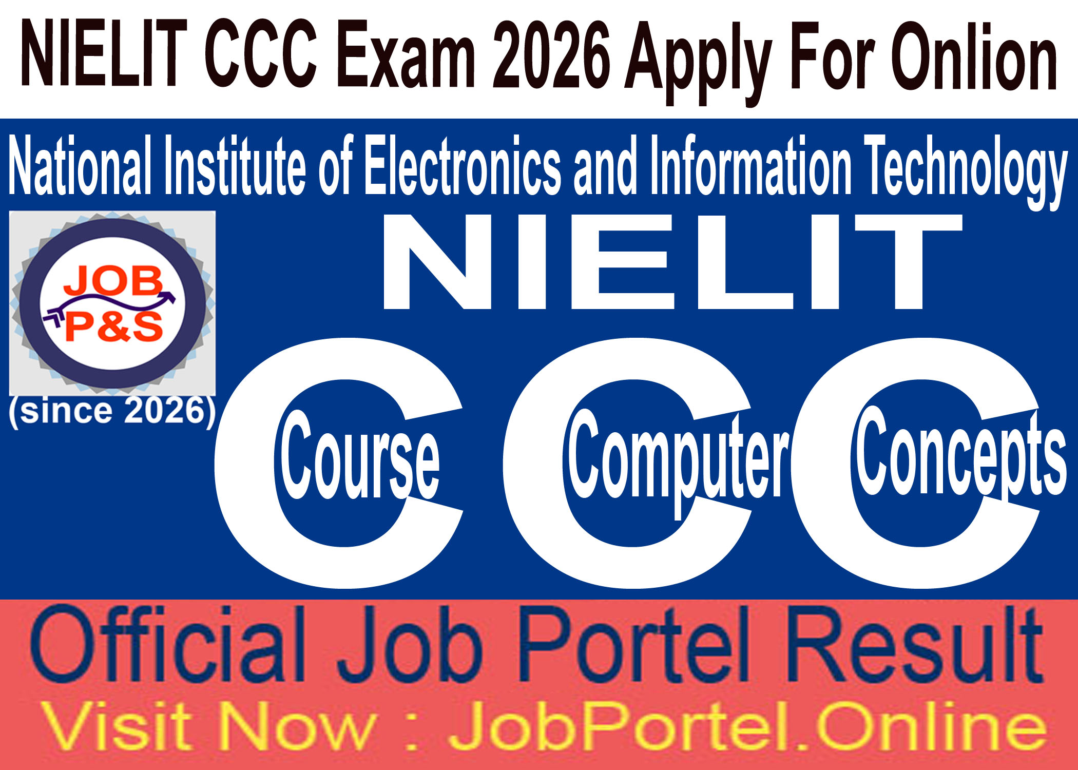 NIELIT CCC Exam 2026 Apply For Online [ Course on Computer Concepts (CCC)] Poster