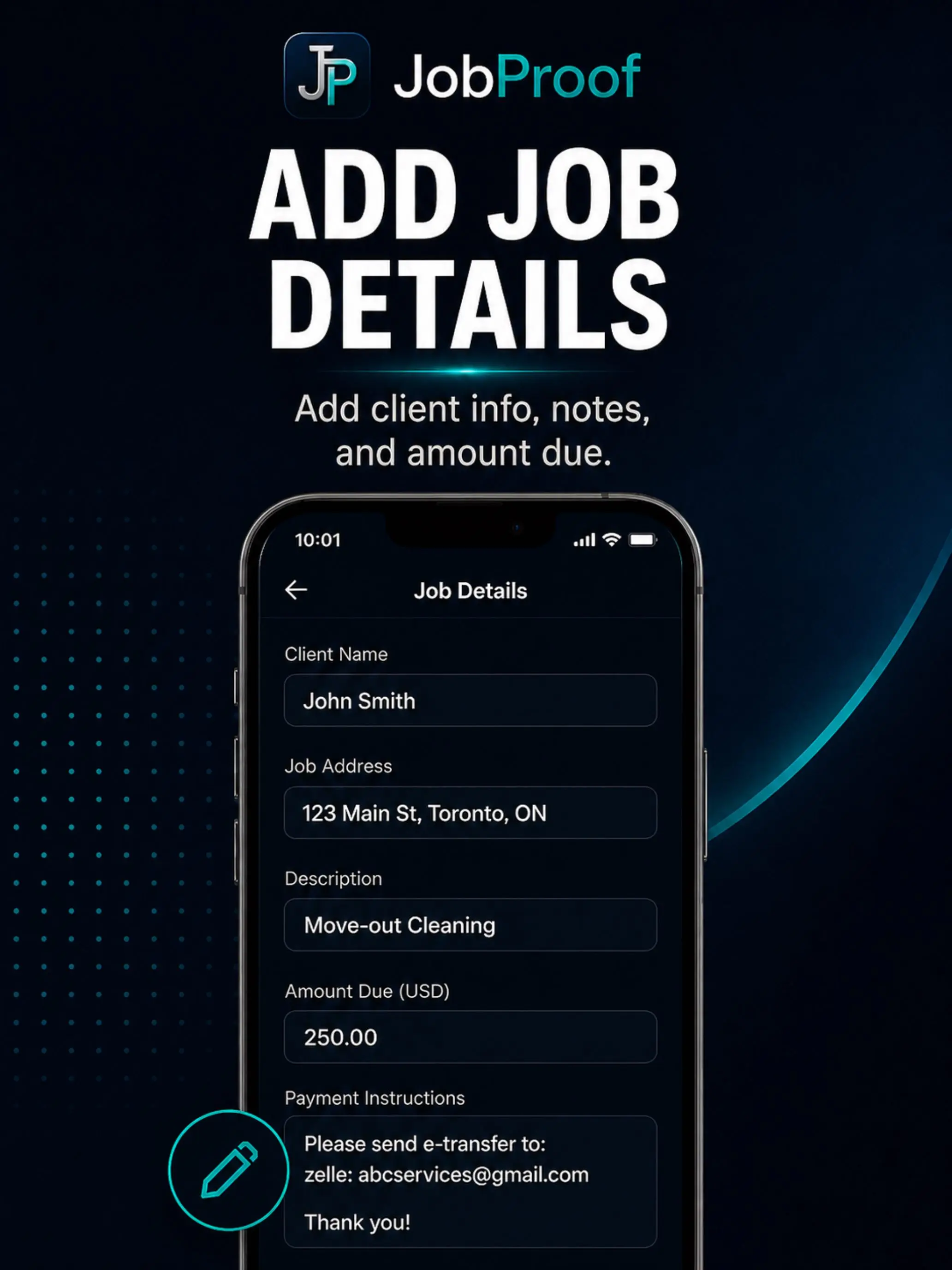 Add job details in JobProof