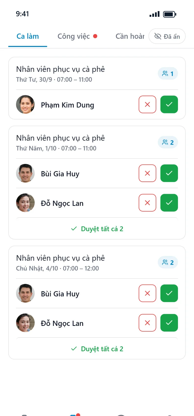 Duyệt ứng viên