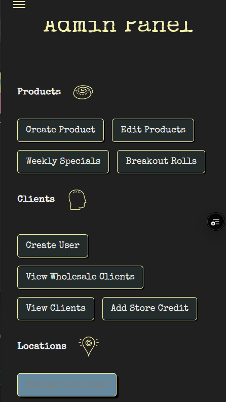 modal buttons categorized by functionality