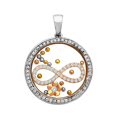 Colgante jubel, redondo, cristal, infinito con piedras, bolitas, movimiento