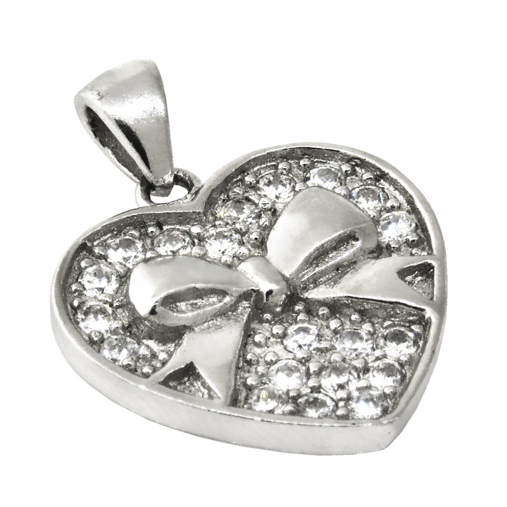 Colgante corazon, mo&ntilde;o, piedras, blanco