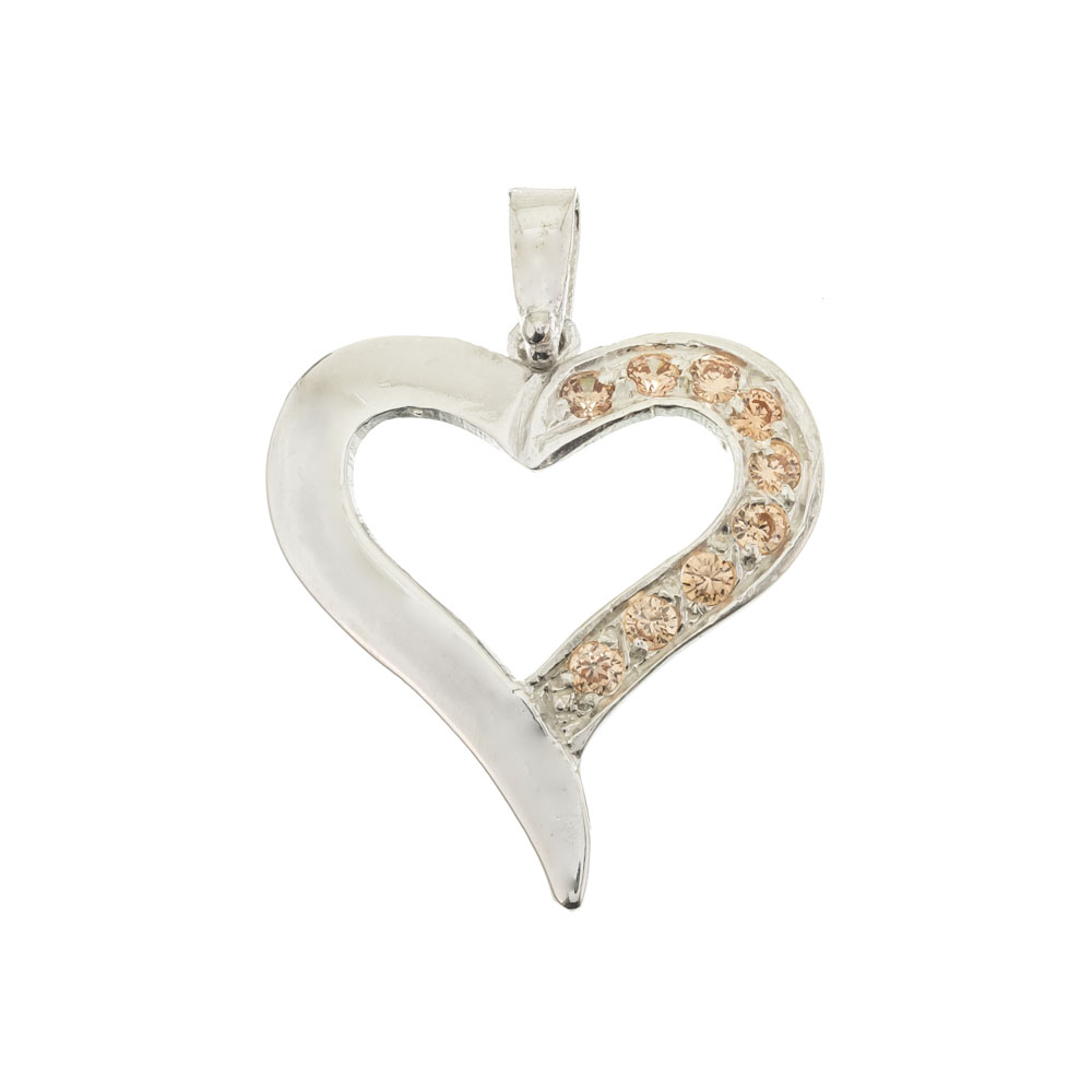 Colgante corazon con piedras champagne
