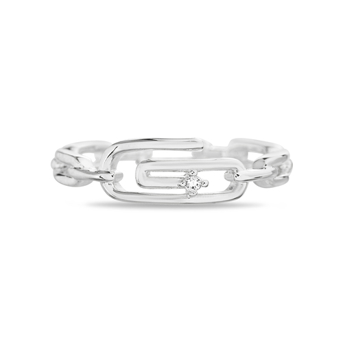 Anillo clip con piedra, eslabonado
