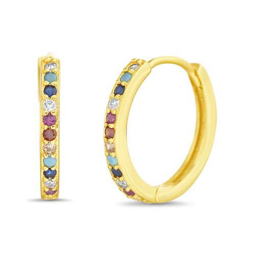 Par aros amarillo, argollitas multicolor