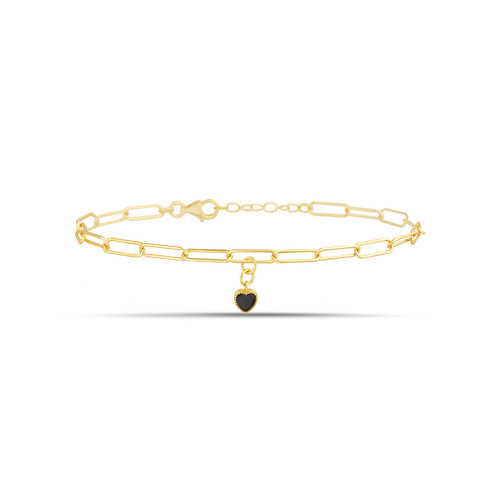 Pulsera amarilla eslabonada con corazon negro colgante
