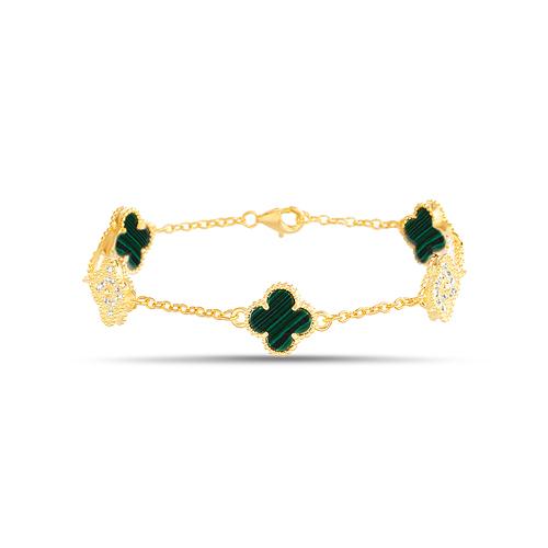 Pulsera 5 treboles, verde , pavee , amarilla