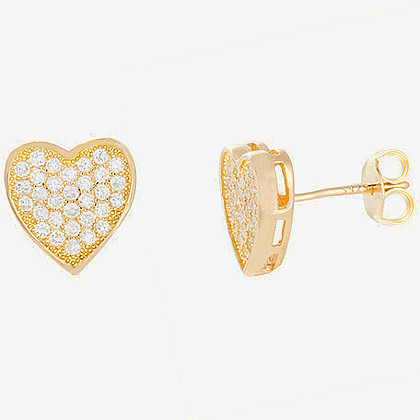 Par aros corazon micropave pegados amarillos