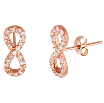 par aros infinito pave enchapado rosado pegados chico