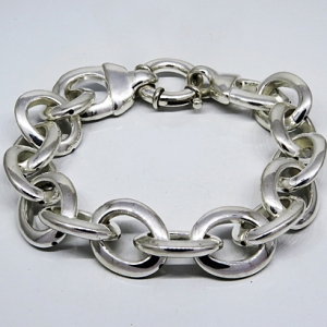 pulsera inflada eslabones ovalados, cierre marinero
